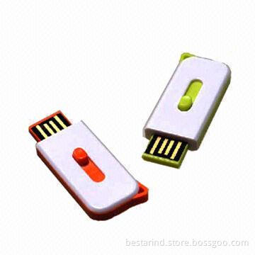 Mini slide USB flash drive with customized logo/color/package, ideal for promotional gifts